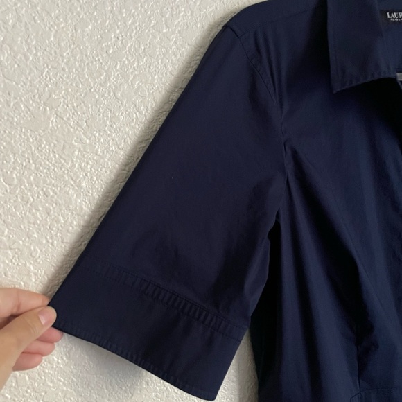 Lauren Ralph Lauren Cotton Poplin Shirtdress 12P Navy Blue - Picture 4 of 10
